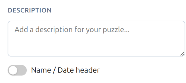 Screenshot of description and header options